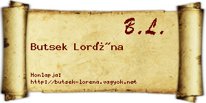 Butsek Loréna névjegykártya